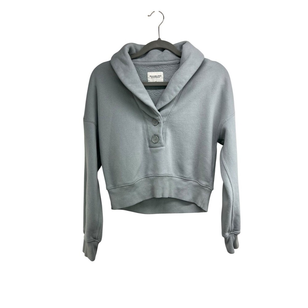 Abercrombie & Fitch Soft AF Collection Shawl Collar Light Blue Sweatshirt XS